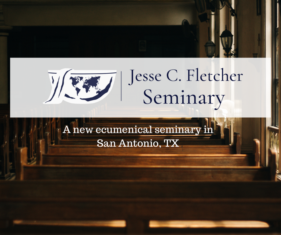 Fletcher logo with traditional sanctuary pews in the background