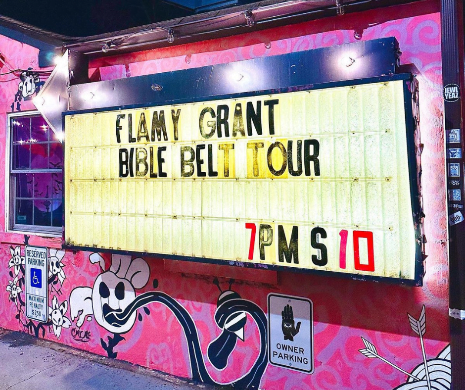Flamy Grant Bible Belt Tour Sign