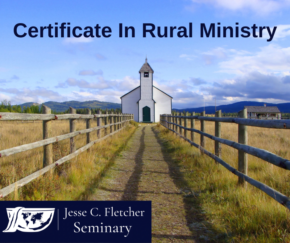 rural church at the end of a picket fenced dirt road